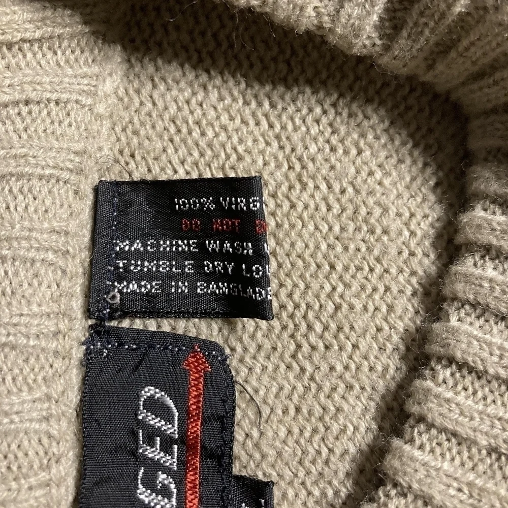 Vintage Rugged Men's XL Grey Striped Knit Sweater Crew Neck Grandpa Winter EUC